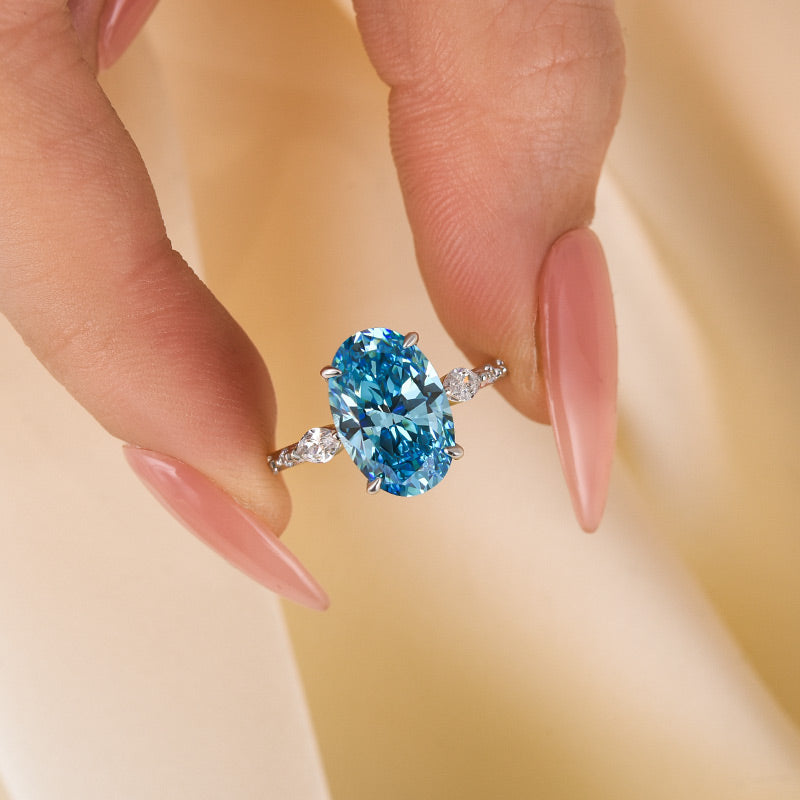 Louily Exquisite Blue Stone Oval Cut Travel Ring - louilyjewelry