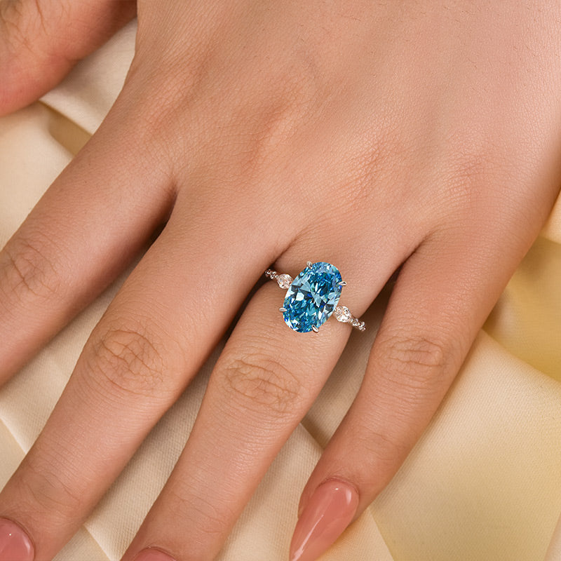 Louily Exquisite Blue Stone Oval Cut Travel Ring - louilyjewelry