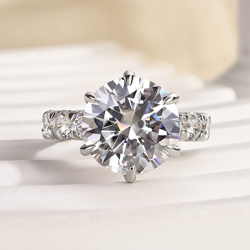 Louily Unique 6 Prong Round Cut Engagement Ring - louilyjewelry