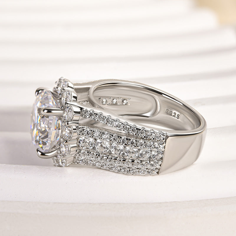 Louily Unique Halo Design Round Cut Engagement Ring In Sterling Silver - louilyjewelry