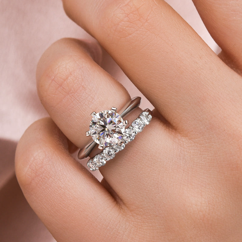 Louily Moissanite 2.0 Carat Dazzling Round Cut Wedding Ring Set - louilyjewelry