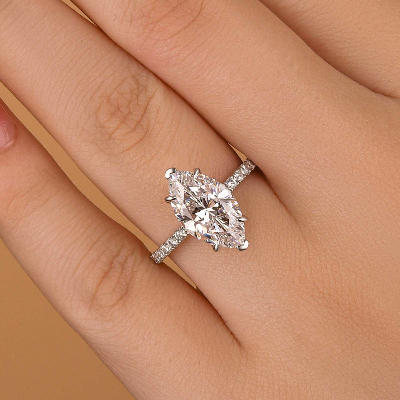 Louily Exquisite Marquise Cut Engagement Ring In Sterling Silver - louilyjewelry