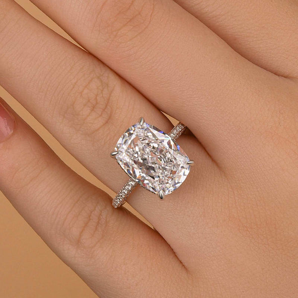 Louily Luxurious Elongated Cushion Cut Engagement Ring For Women In Sterling Silver