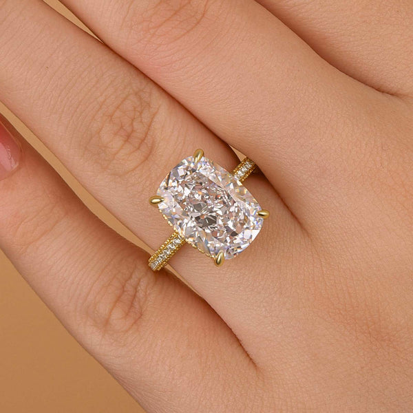 Louily Luxurious Elongated Cushion Cut Engagement Ring For Women In Sterling Silver