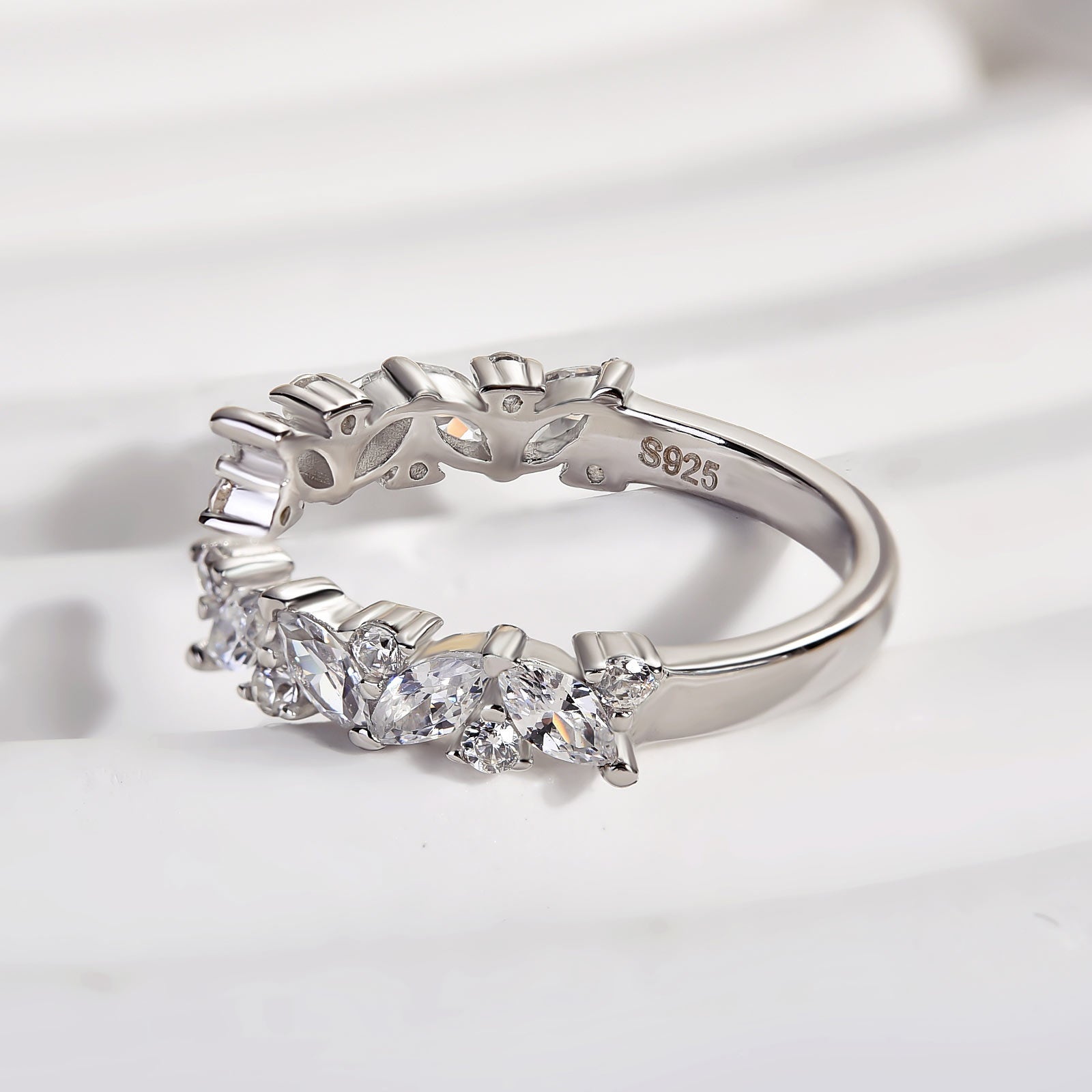 Louily Dainty White Gold Open Wedding Band In Sterling Silver - louilyjewelry