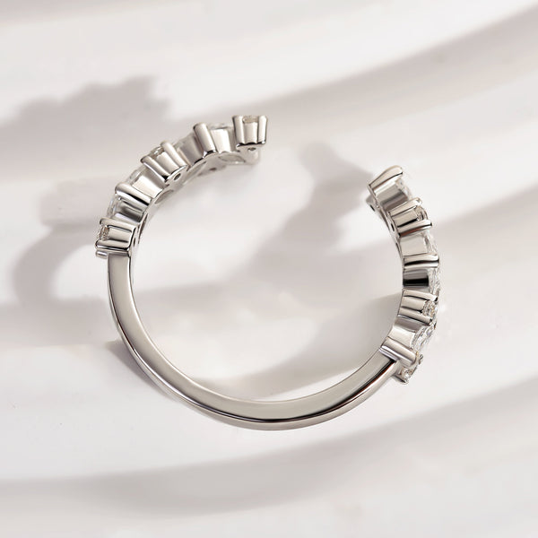 Louily Dainty White Gold Open Wedding Band In Sterling Silver