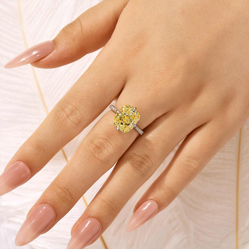 Louily Elegant 6.0 Carat Cushion Cut Yellow Sapphire Engagement Ring In Sterling Silver - louilyjewelry