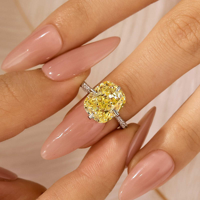 Louily Elegant 6.0 Carat Cushion Cut Yellow Sapphire Engagement Ring In Sterling Silver - louilyjewelry