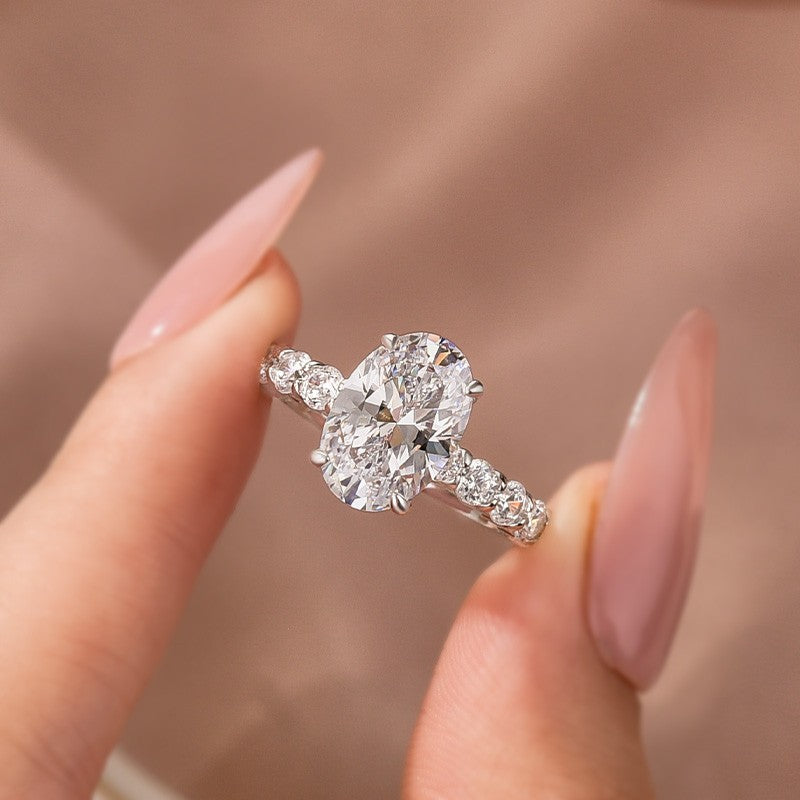 Luxe 4.0Ct Oval Cut Engagement Ring In Sterling Silver For Women - louilyjewelry