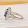 4.0Ct Halo Oval Cut Blue Stone Split Shank Engagement Ring In Sterling Silver - louilyjewelry