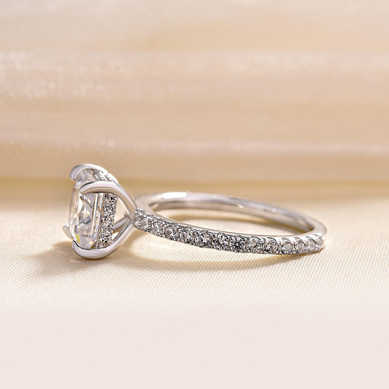 Louily Sparkle Square Princess Cut Engagement Ring For Women In Sterling Silver - louilyjewelry