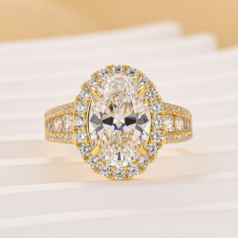 4.0Ct Halo Oval Cut Split Shank Engagement Ring Promise Ring For Her - louilyjewelry