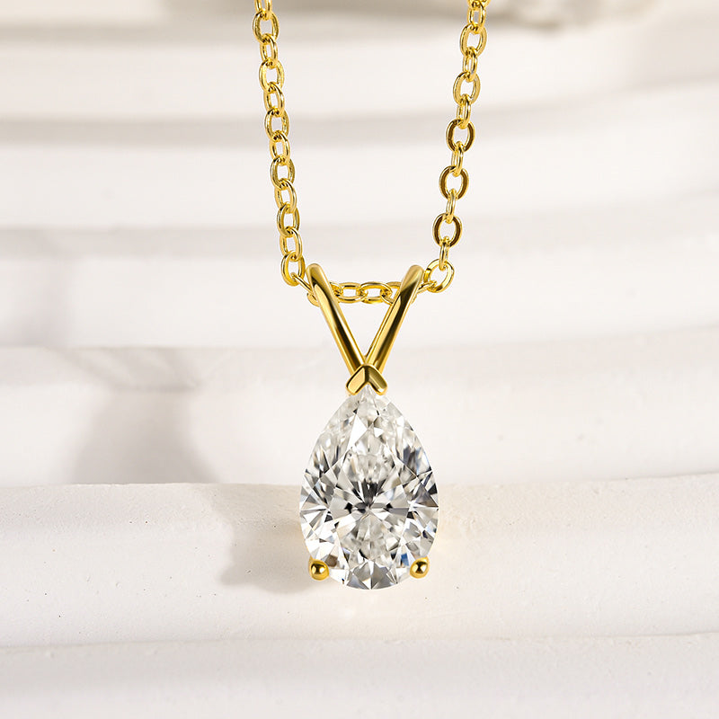 Louily Moissanite Classic Pear Cut Pendant Necklace - louilyjewelry