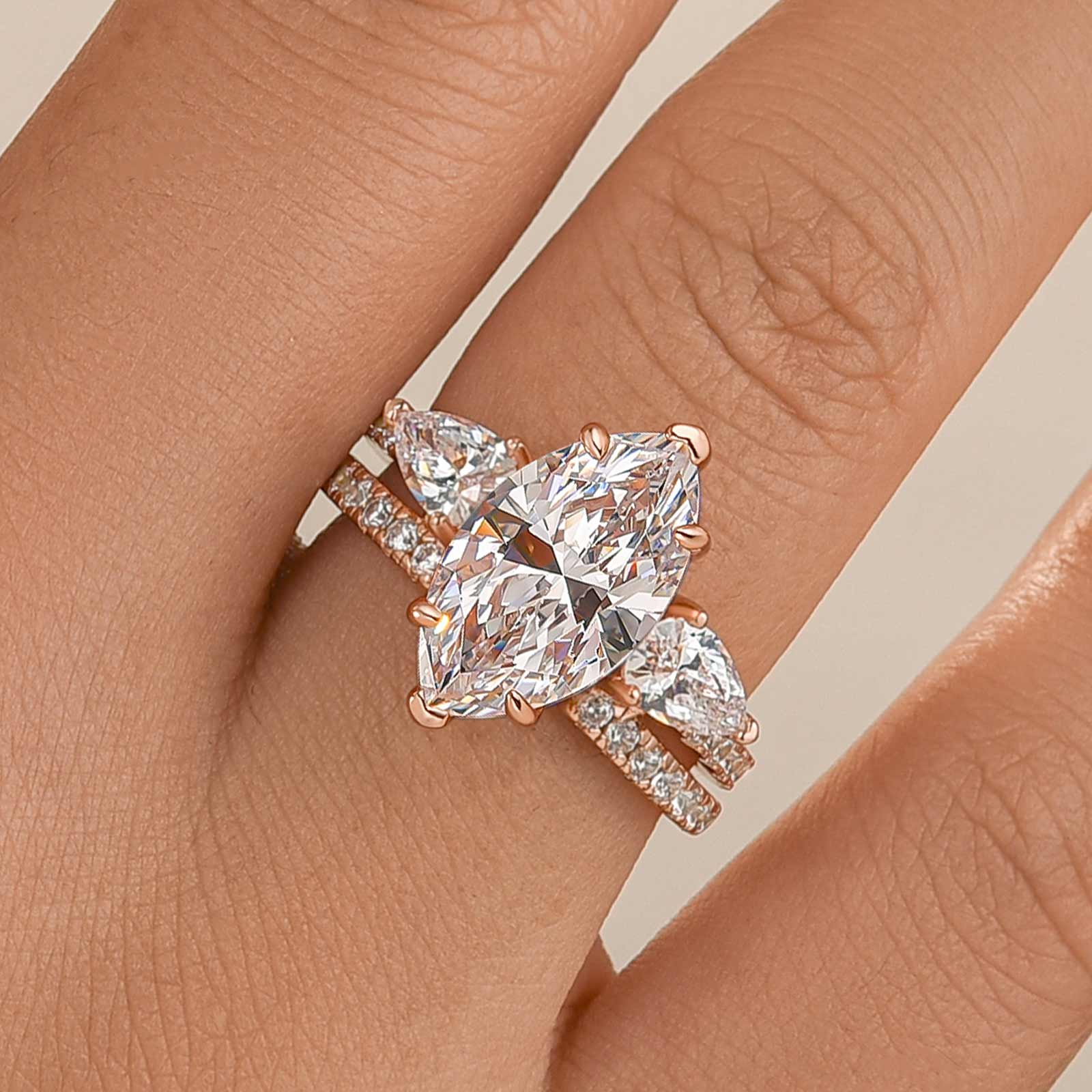 Unique 4.0Ct Marquise Cut Insert Wedding Ring Set For Women In Sterling Silver