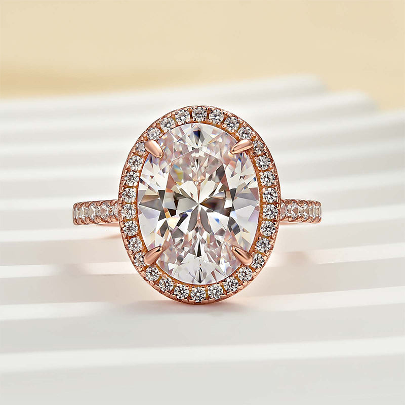 Louily Halo Oval Cut Simulated Diamond Engagement Ring In Sterling Silver - louilyjewelry