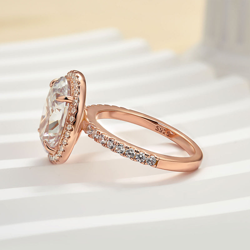 Louily Halo Oval Cut Simulated Diamond Engagement Ring In Sterling Silver - louilyjewelry