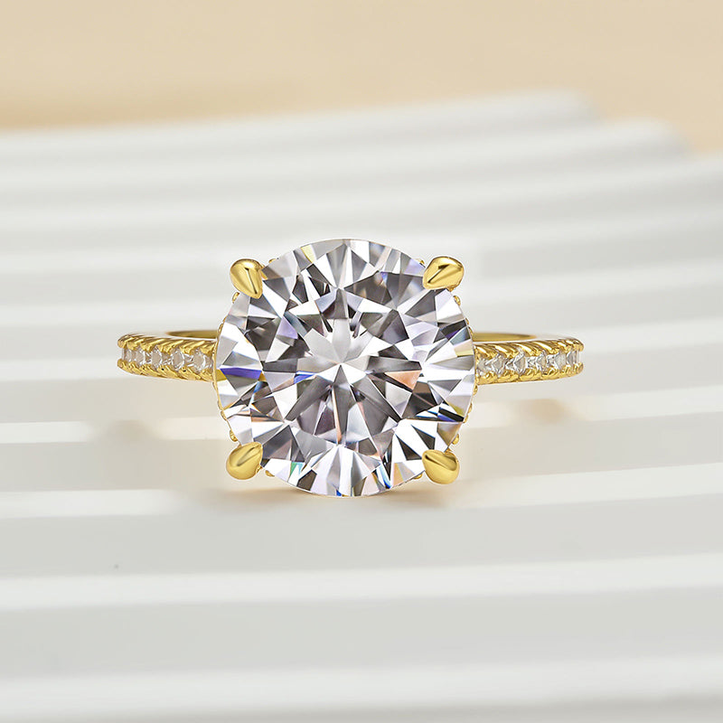 Louily Luxurious Round Cut 4 Prong Engagement Ring For Women In Sterling Silver - louilyjewelry