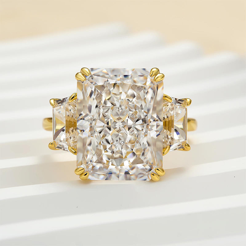 Louily Luxurious Radiant Cut Three Stone Women's Engagement Ring In Sterling Silver - louilyjewelry