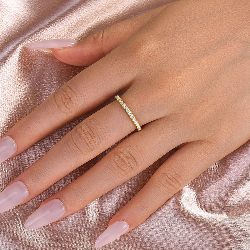 Louily Moissanite 0.5 Ct Full Eternity Thin Wedding Band For Women - louilyjewelry