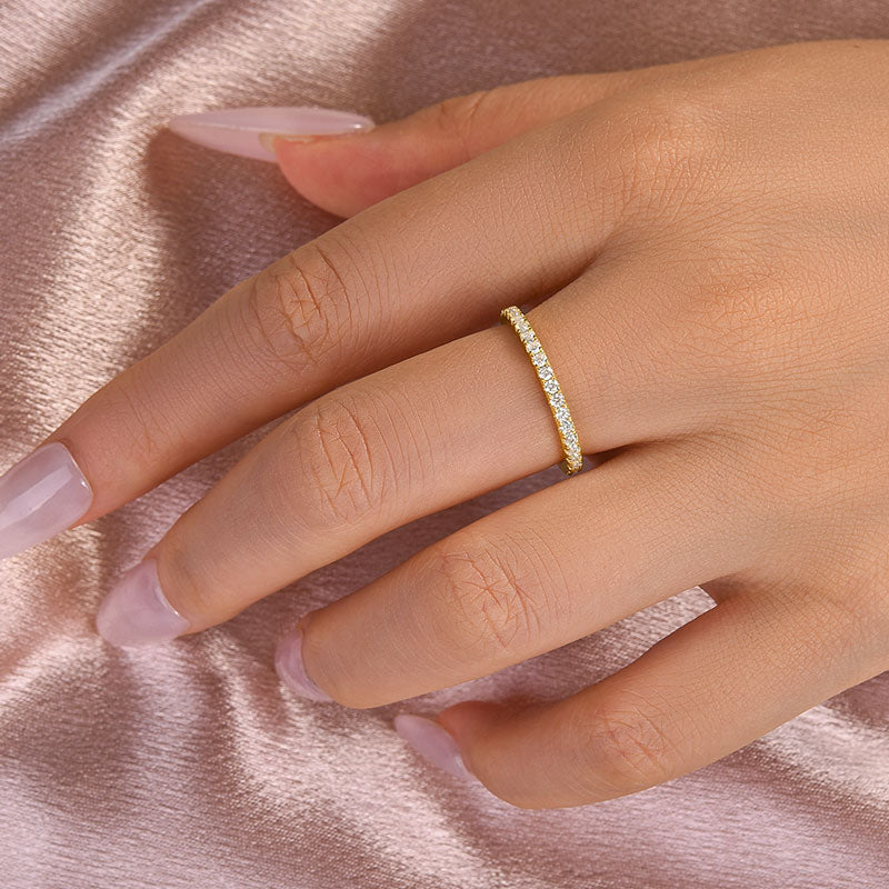 Louily Moissanite 0.5 Ct Full Eternity Thin Wedding Band For Women - louilyjewelry