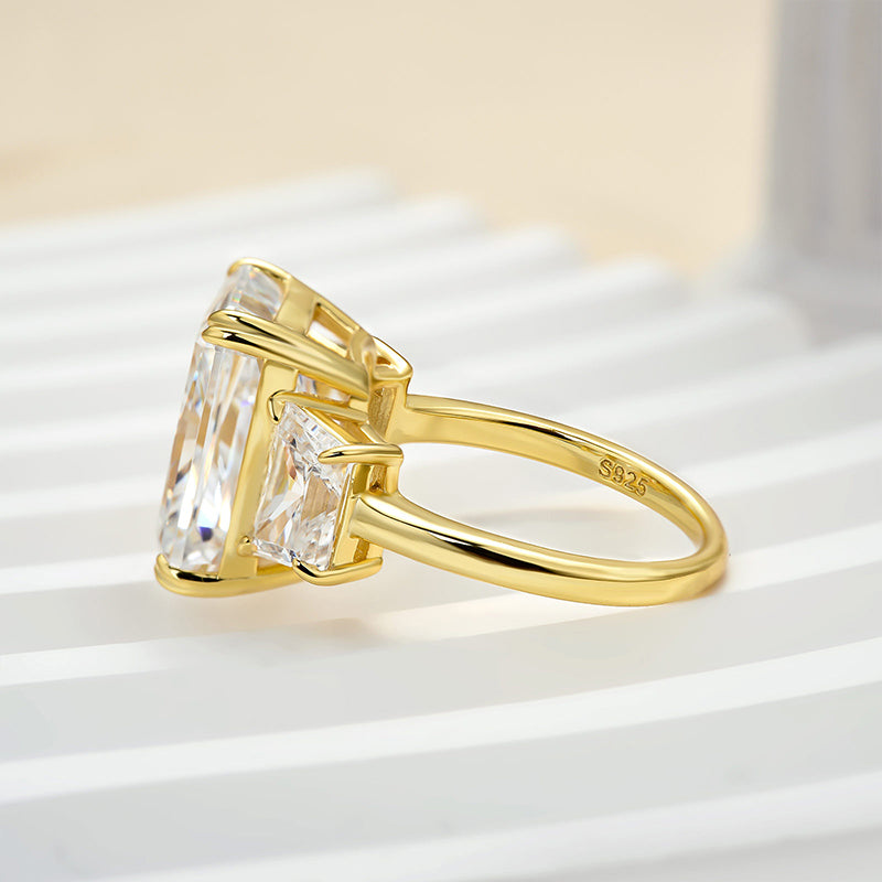 Louily Luxurious Radiant Cut Three Stone Women's Engagement Ring In Sterling Silver - louilyjewelry