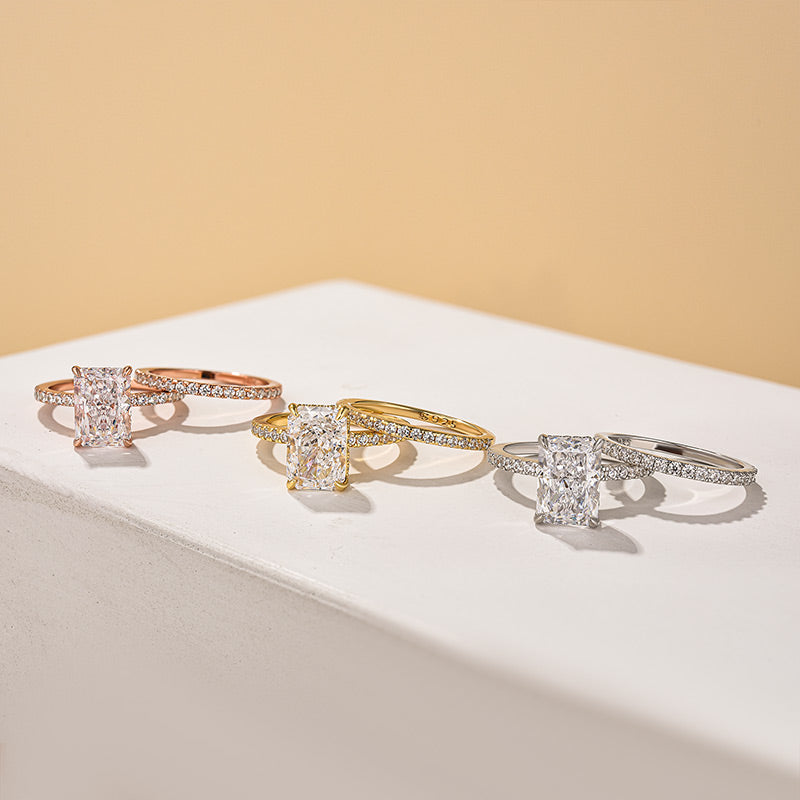 Louily 3.5 Carat Radiant Cut Wedding Ring Set In Sterling Silver