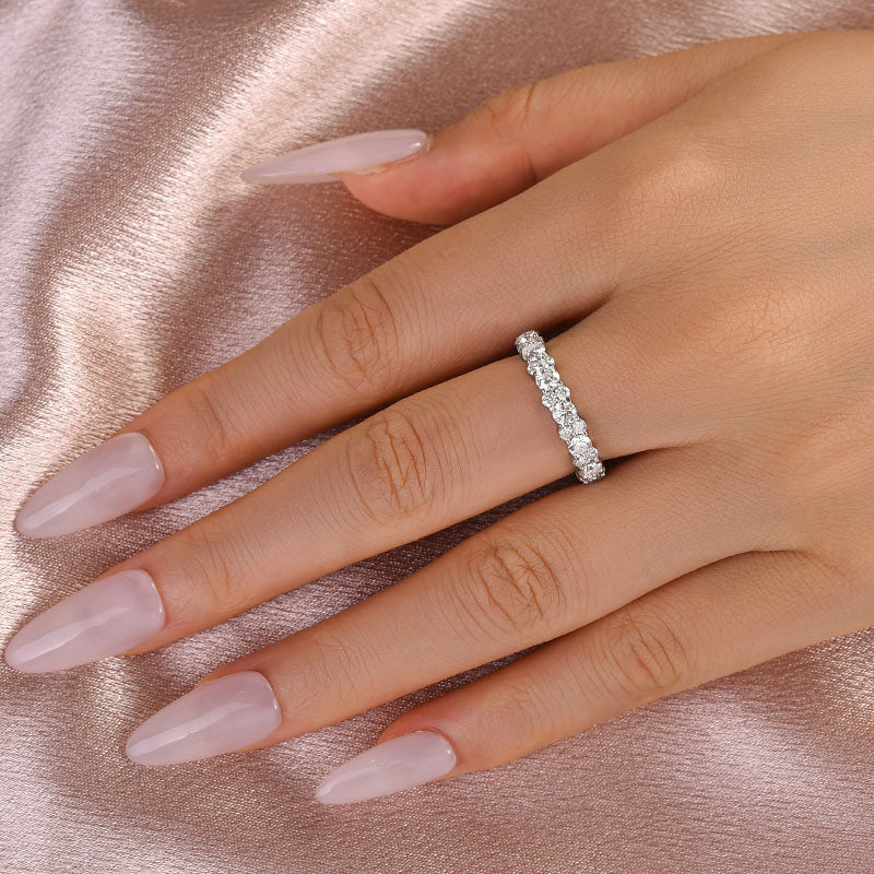 Louily Moissanite 2.5 Ct Round Cut Full Wedding Band for Women - louilyjewelry