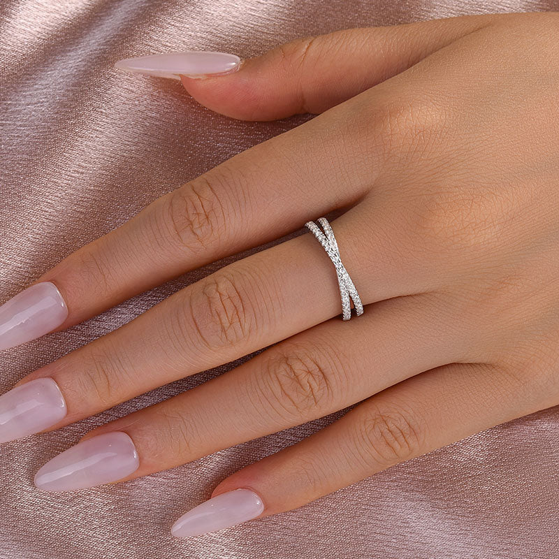 Louily Moissanite 2.0 Ct X Criss Cross Wedding Band - louilyjewelry