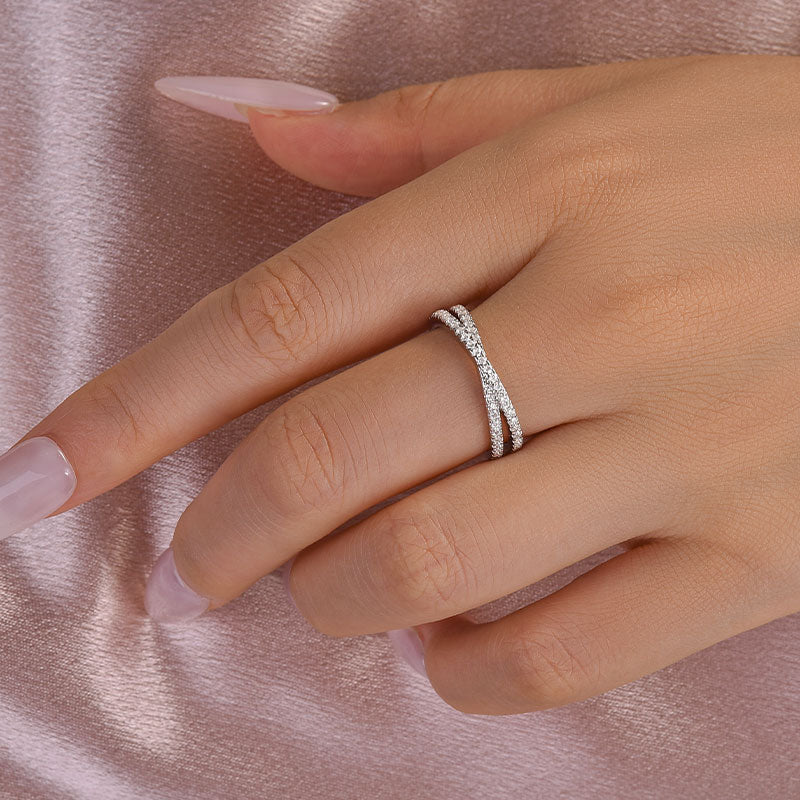 Louily Moissanite 2.0 Ct X Criss Cross Wedding Band - louilyjewelry