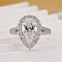 2.5Ct Halo Pear Cut Split Shank Engagement Ring In Sterling Silver - louilyjewelry