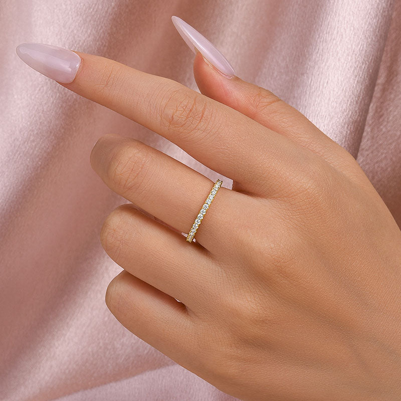 Louily Moissanite 0.5 Ct Full Eternity Thin Wedding Band For Women - louilyjewelry