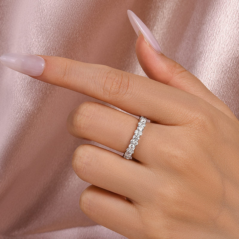 Louily Moissanite 2.5 Ct Round Cut Full Wedding Band for Women - louilyjewelry