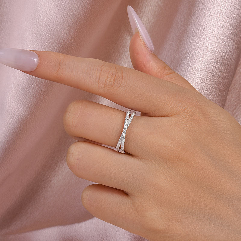 Louily Moissanite 2.0 Ct X Criss Cross Wedding Band - louilyjewelry