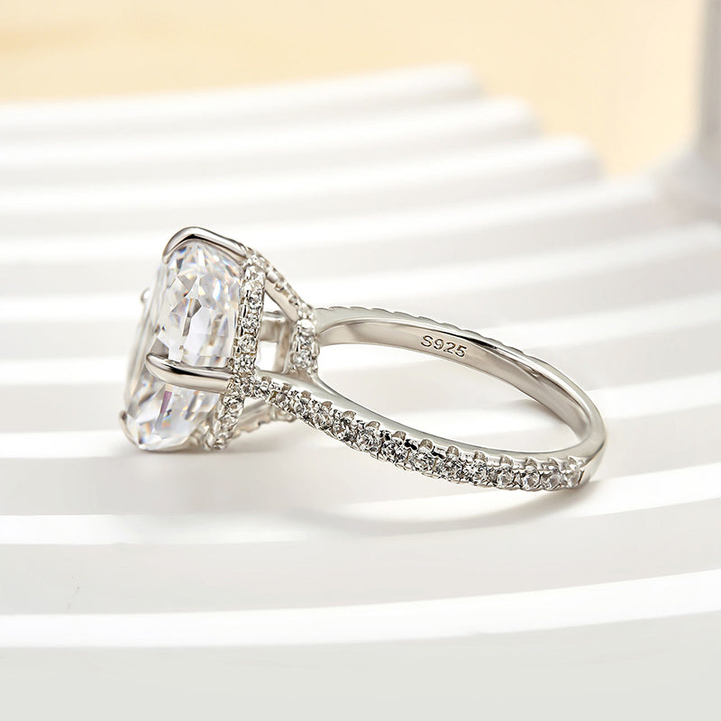 Louily Elegant 6.0 Carat Cushion Cut Engagement Ring In Sterling Silver - louilyjewelry