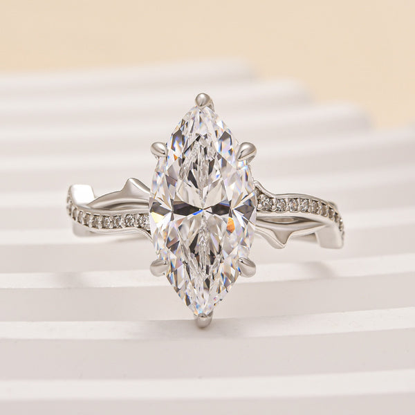 Louily Unique Marquise Cut Twist Engagement Ring For Women