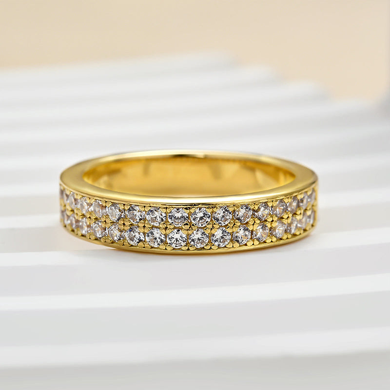 Louily Sparkle Half Round Cut Women's Wide Wedding Band In Sterling Silver - louilyjewelry