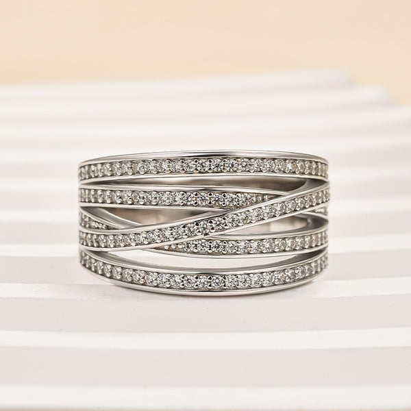 Louily Dainty X Criss Cross Wedding Band For Women In Sterling Silver