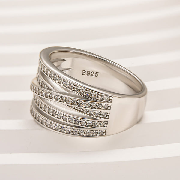 Louily Dainty X Criss Cross Wedding Band For Women In Sterling Silver