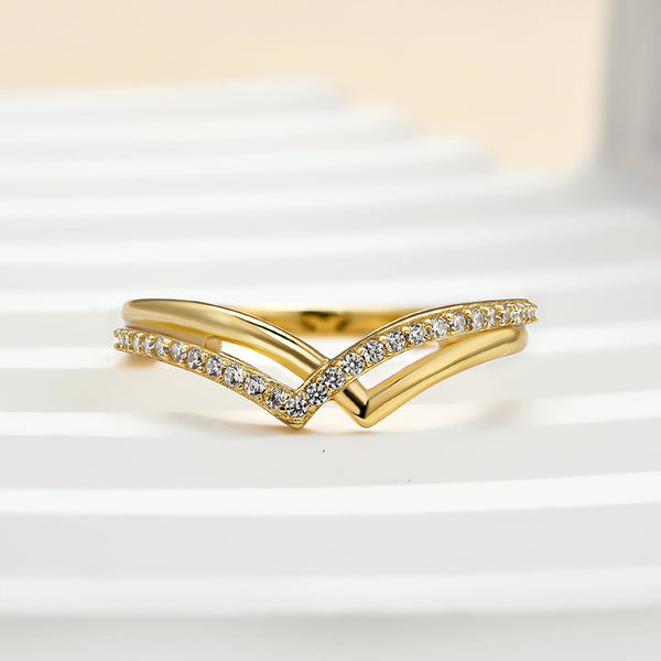 Louily Unique Yellow Gold Wedding Band For Women In Sterling Silver