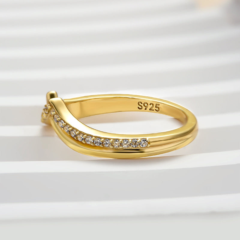 Louily Unique Yellow Gold Wedding Band For Women In Sterling Silver - louilyjewelry