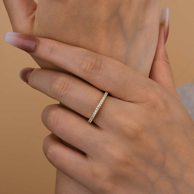 Louily Classic Full Eternity Thin Wedding Band For Women In Sterling Silver - louilyjewelry