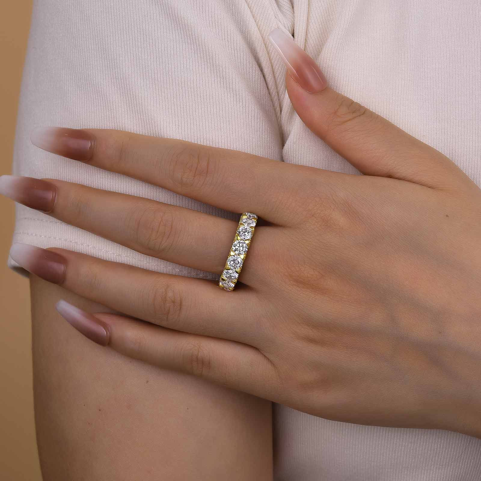 Louily Luxury Eternity Round Cut Wedding Band In Sterling Silver - louilyjewelry