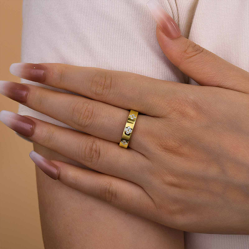 Louily Noble Yellow Gold Wide Wedding Band - louilyjewelry