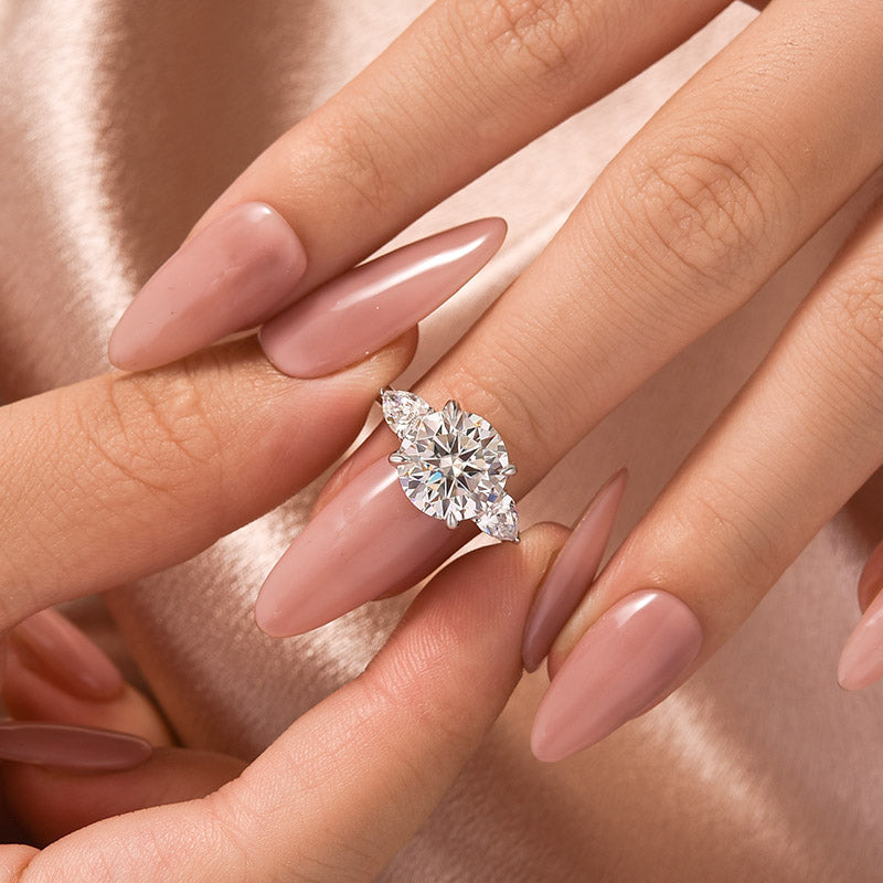 Moissanite 4.0Ct Round Cut Three Stone Engagement Ring Travel Ring In Sterling Silver