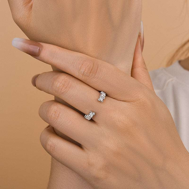 Louily Dainty White Gold Open Wedding Band In Sterling Silver - louilyjewelry