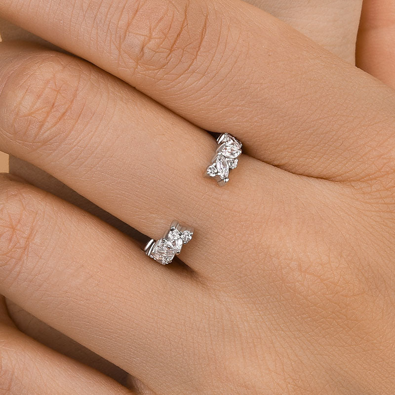 Louily Dainty White Gold Open Wedding Band In Sterling Silver - louilyjewelry