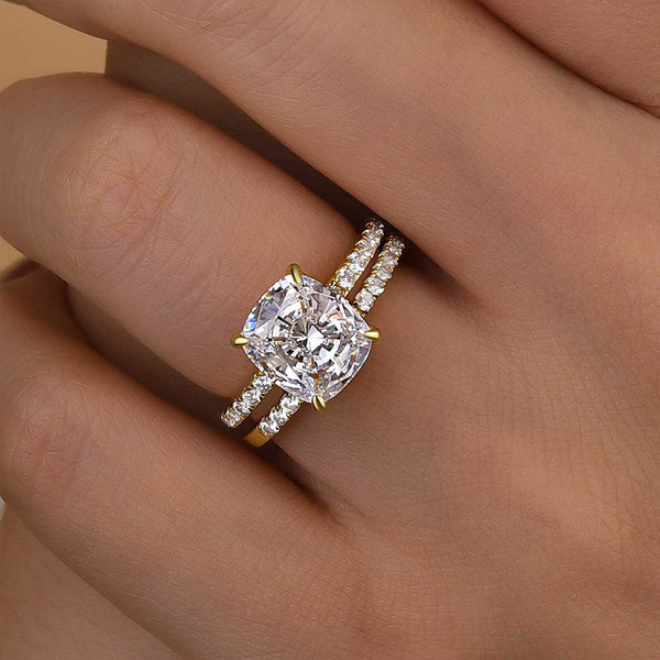 Louily Classic 3.0 Carat Cushion Cut White Sapphire Wedding Set In Sterling Silver