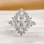 Vintage 3.0Ct Halo Marquise Cut Engagement Ring Travel Ring In Sterling Silver - louilyjewelry