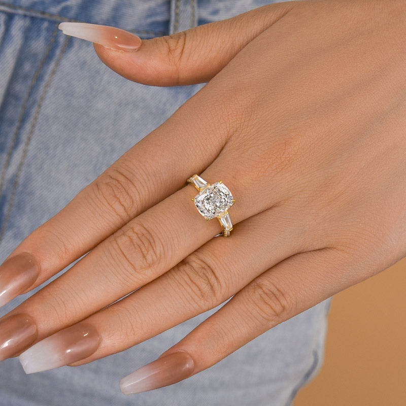 Louily Stunning Cushion Cut Three Stone Women's Engagement Ring In Sterling Silver - louilyjewelry