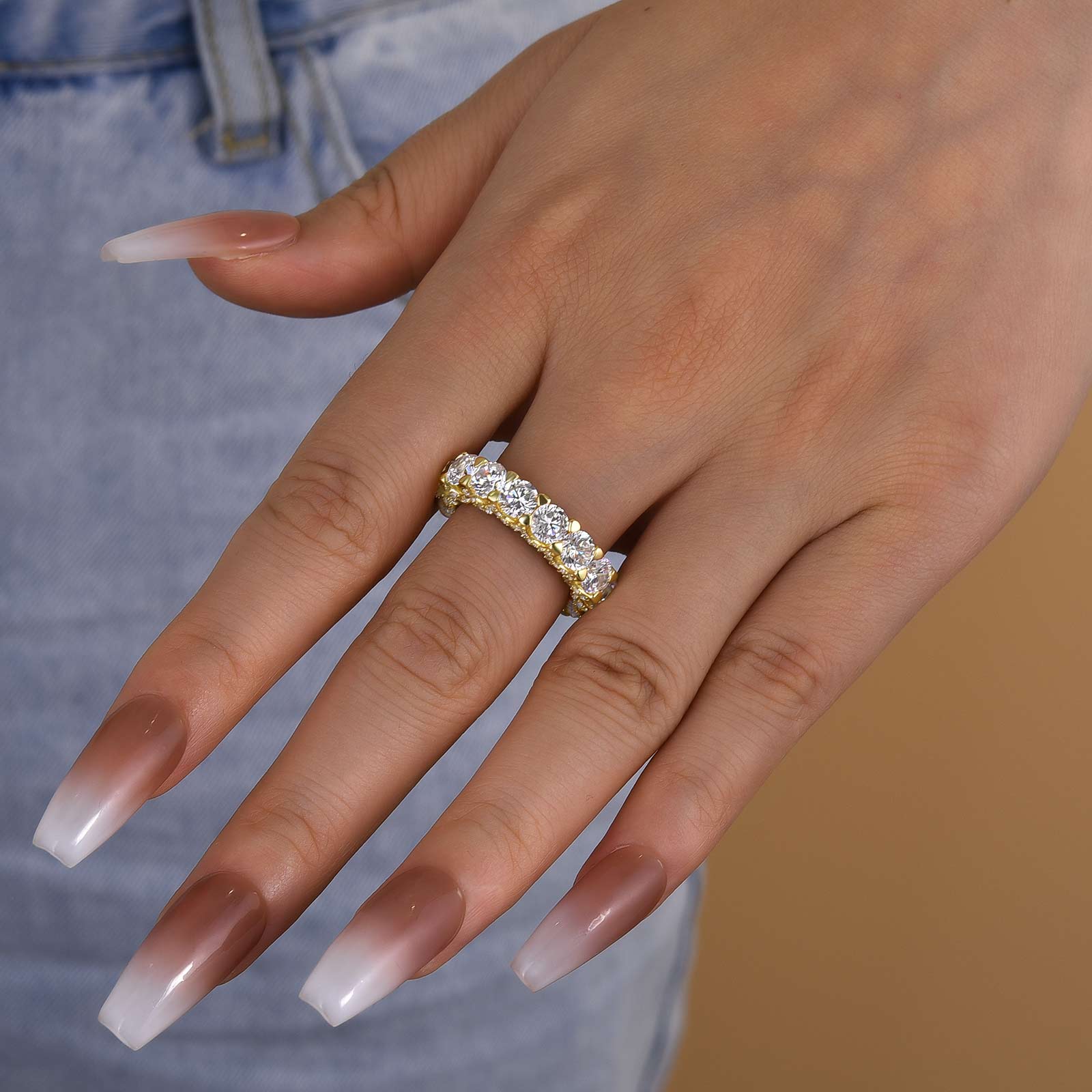 Louily Luxury Eternity Round Cut Wedding Band In Sterling Silver - louilyjewelry